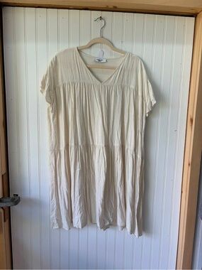 Carly Jean Los Angeles neutral boho Cream Tiered Mini Dress